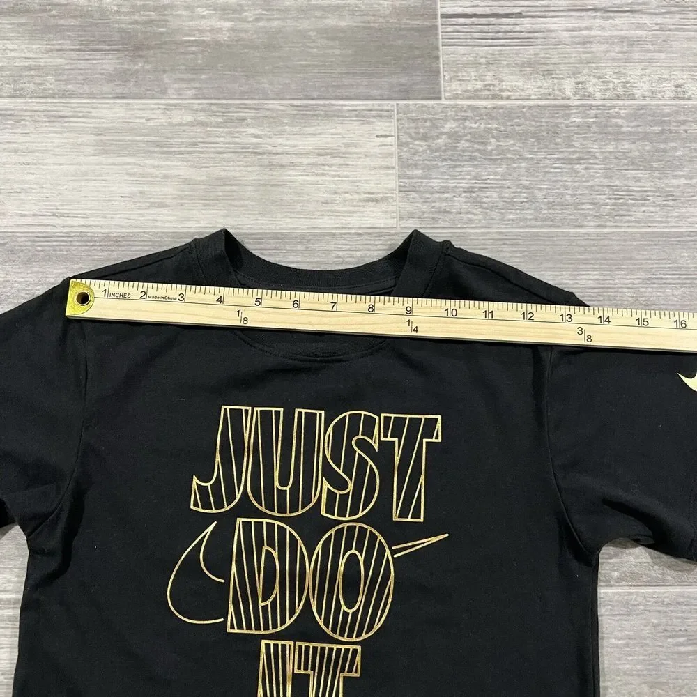 Nike Girls Size 5 Pre-School Shine Boxy Tee Black Style 36L428-023 New With Tags
